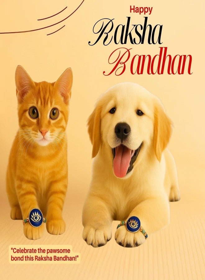 Sage Square Paw Bandhan Evil Eye Rakhi for Dogs, Cats & Small Pets | Celebrate Bonds of Love This Raksha Bandhan | Cute Rakhi with Beads | Gift for Pet Lovers & Furry Companions (Type 7) - Image 2